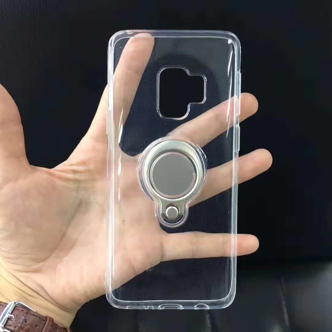 Color Clear Ring Magnetic Car Mount Holder Soft TPU Case Back Cover For Samsung J7 2018 S7 Edge A6 Plus/J8 2018/A9 STAR