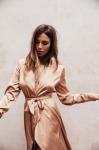 Fall Women Clothing Sexy Deep V Neck Satin Wrap Dress