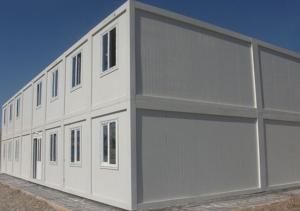 Quality White Prefabricated Container House Two Stories With External Stairs And Eaves wholesale