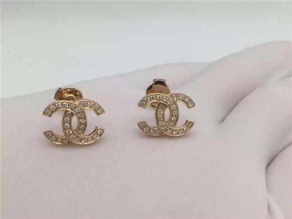 Logo Earrings in 18K White Gold Pave Diamonds Fashion Lady Jewelry Global