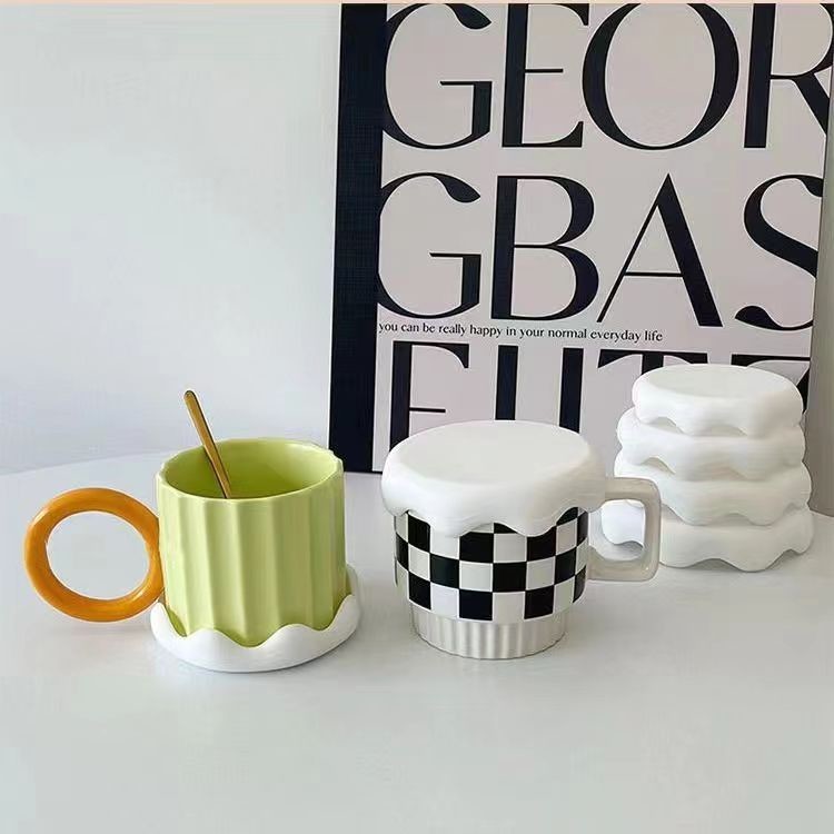 Silicone Cup Lids Set Snow Cover Drink Coaster Anti-Dust Airtight Mug Covers For Hot And Cold Drink Silicone Hot Cup Lid