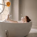 GMC Freestanding Resin Stone Bathtub White Matte Adult 150 140cm Length