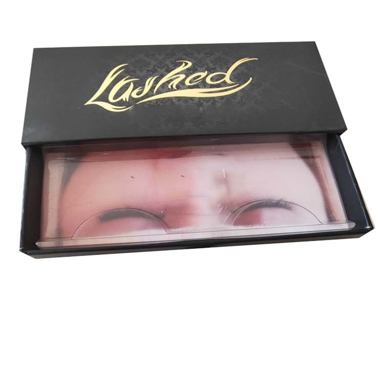Custom sliding drawer eyelash box with foil stamping logo