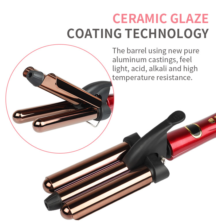 22mm Hot Tools 3 Barrel Waver Temperature Adjustable For Home
