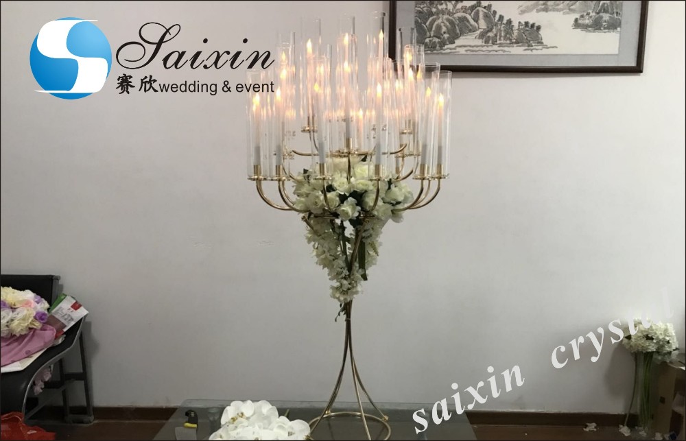 13 Arms Flower Gold Metal Candelabra Wedding 130CMx68cm