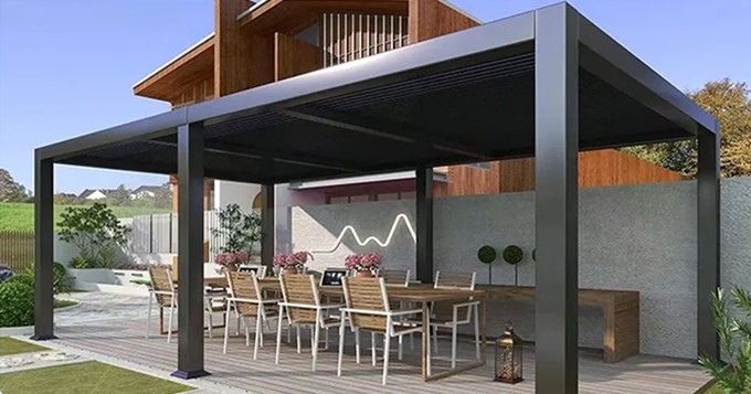 Garden Aluminum Patio Pergola 10x10 European Style Louvered Pavilion