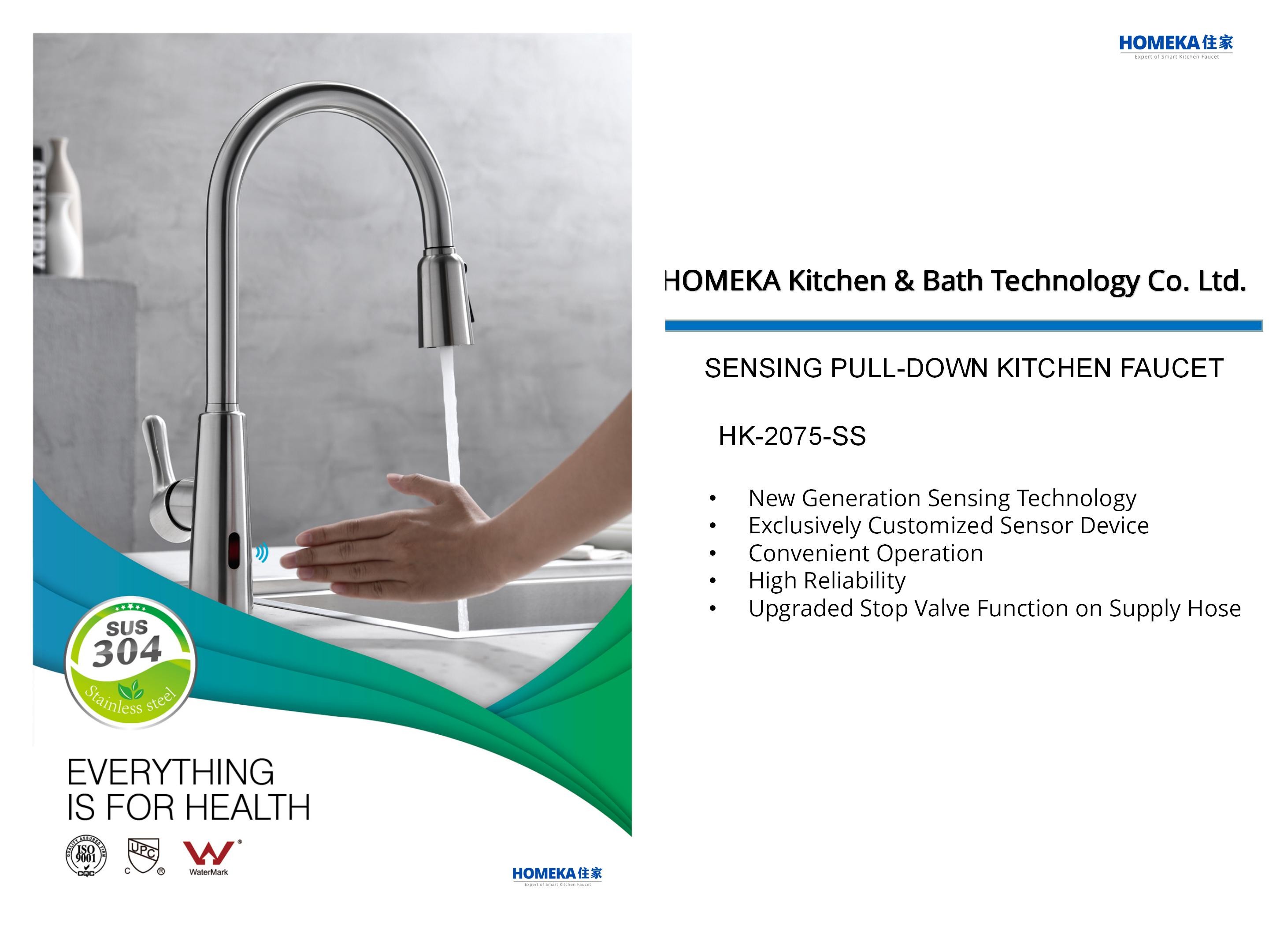 Retractable Touch Free Kitchen Sink Faucet / Flexible Pull Out Gooseneck Sink Mixer