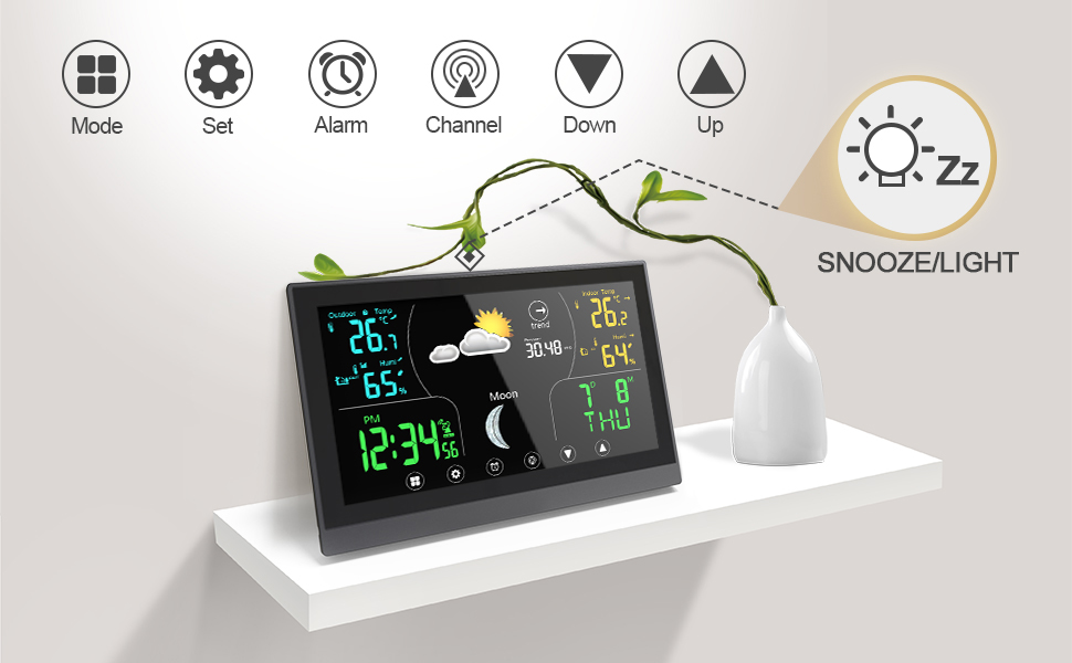 Accurate Wireless Weather Station Touch Screen Digital Forecast Clock 8 Inch Sheet Size