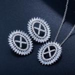 Letter Necklace Earing Jewelry Set CZ Crystal Necklace and Earring Sets Big