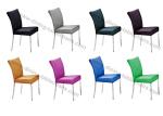 PU Polyurethane High Back Upholstered Dining Chairs Brushed Stainless Leg