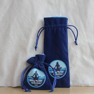 Quality Navy Blue Crystal Stone Hot Stamping Logo Jewelry Velvet Bags wholesale