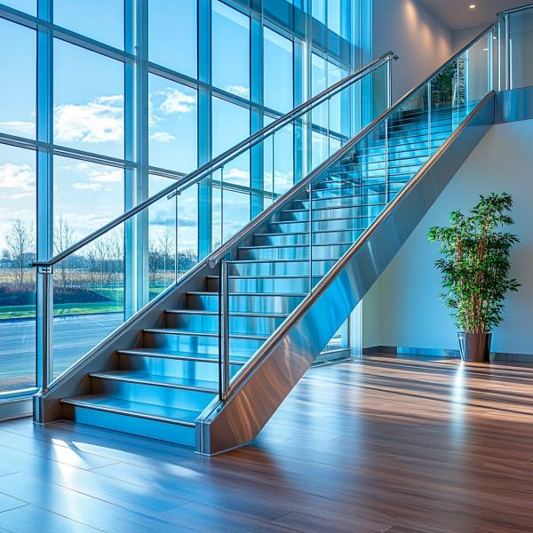 Corrosion-Resistant 304 Stainless Steel Handrails with Square Mount for Glass