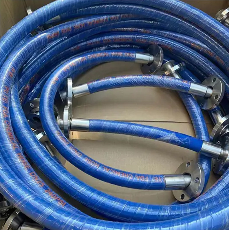 Yellow Chemical Hose Reel XLPE Chemical Transfer Hose 2 Inch 3 Inch 200Ft