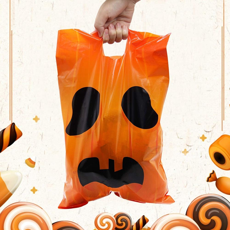 Gravure Printing PE PP Halloween Pumpkin Bags 30 Micron For Candy