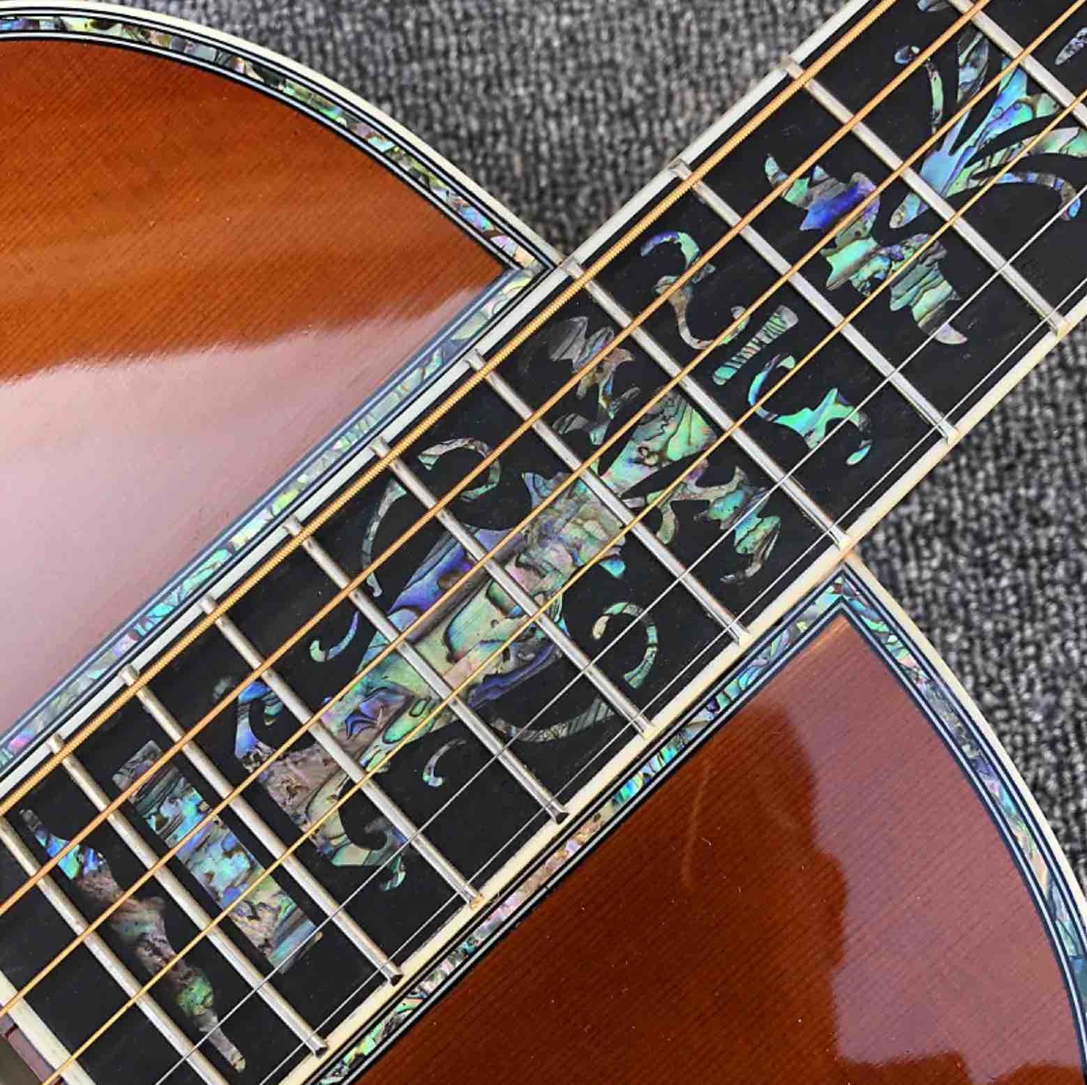 cedar top 00045 model acoustic guitar red pine 100% all real abalone acoustic electric guitar