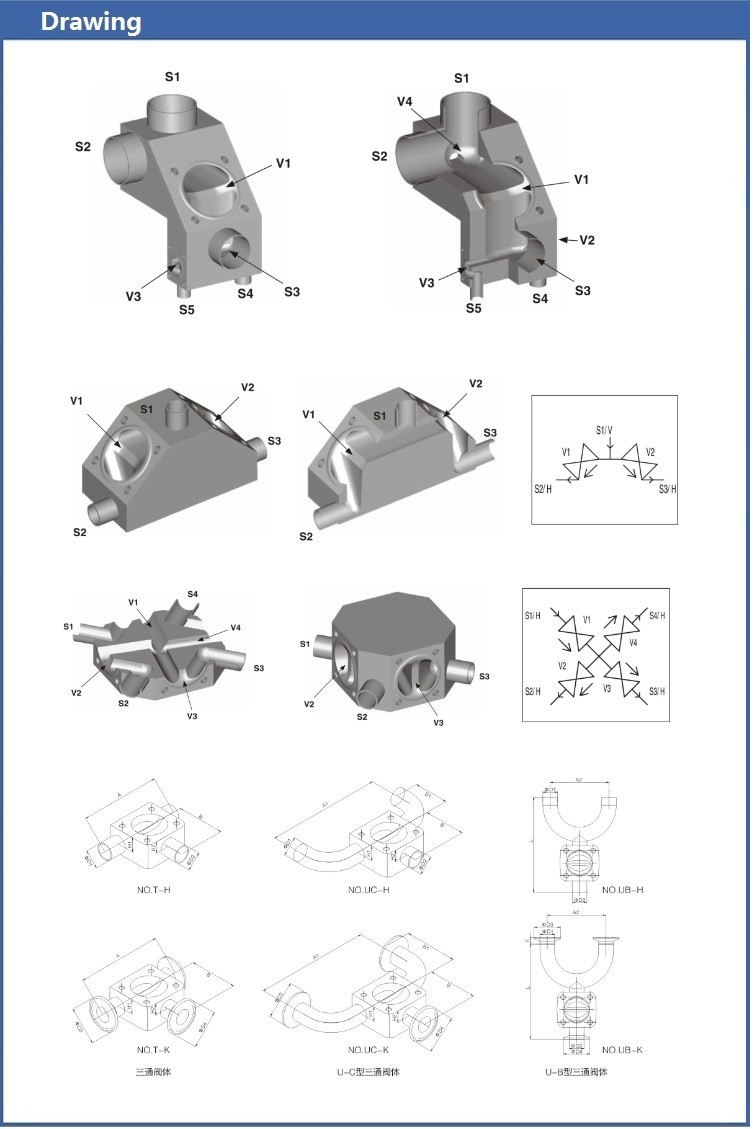 DONJOY Sanitary Diaphragm Valve /Three T port valve with Welding Ends with plastic Handle