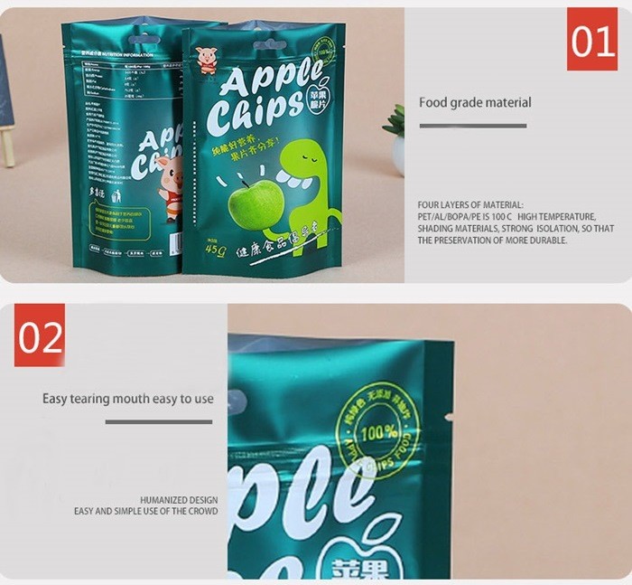 Customized Aluminum Foil Stand Up Plastic Bags Self Supporting Food Packaging