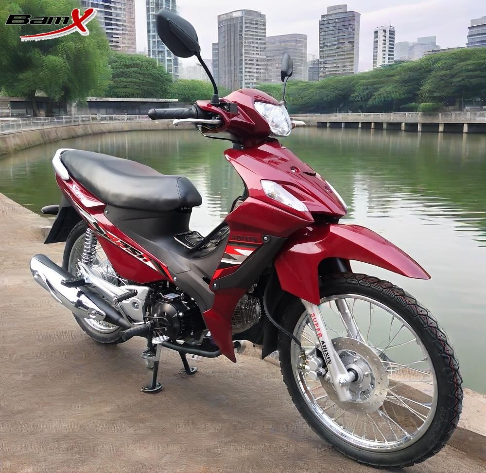 Red Black 4-Stroke Two wheeled Vehicle Kick Starter System Hydraulic Damping Front Suspension