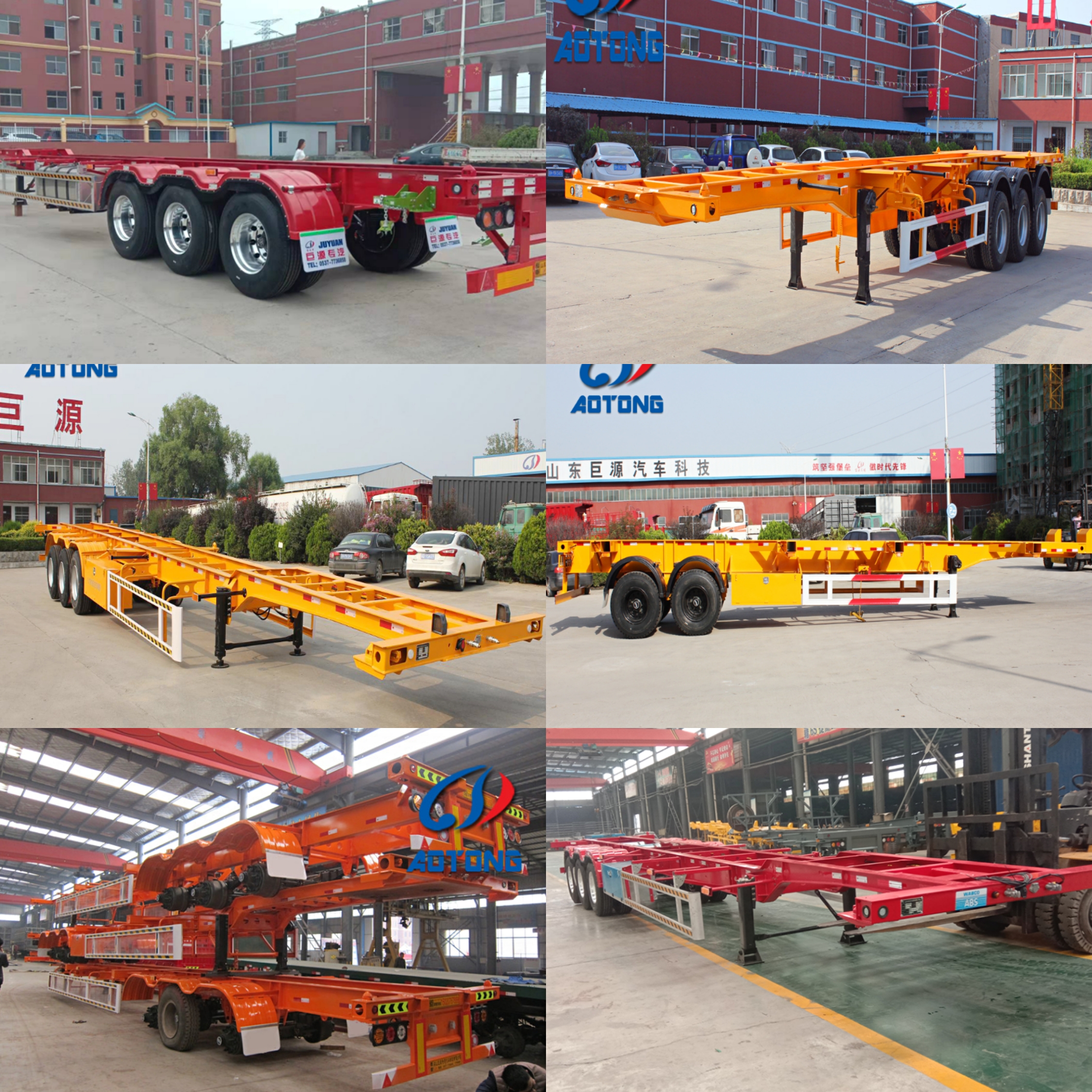 2020 3 Axle Container 40ft Truck Trailer Chasis Skeleton Semi Trailer with Steel Q235