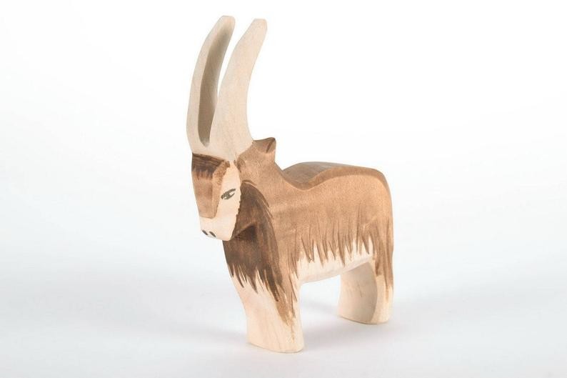 ISO9001 Handmade Wooden Animals Fawn Toy With Private Logo