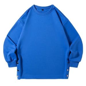 Quality 2023 Spring New Solid Color Heavy Round Neck Hoodie Loose Fashion Couple Clothes Men′s and Women′s Long-Sleeved T-Shirt wholesale