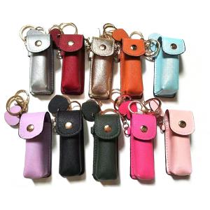 Quality Printed Leather 3.5cm Personalised Bag Keyring Lipstick Shape wholesale