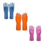 Yellow Spray Flocklined 30cm Household Cleaning Gloves