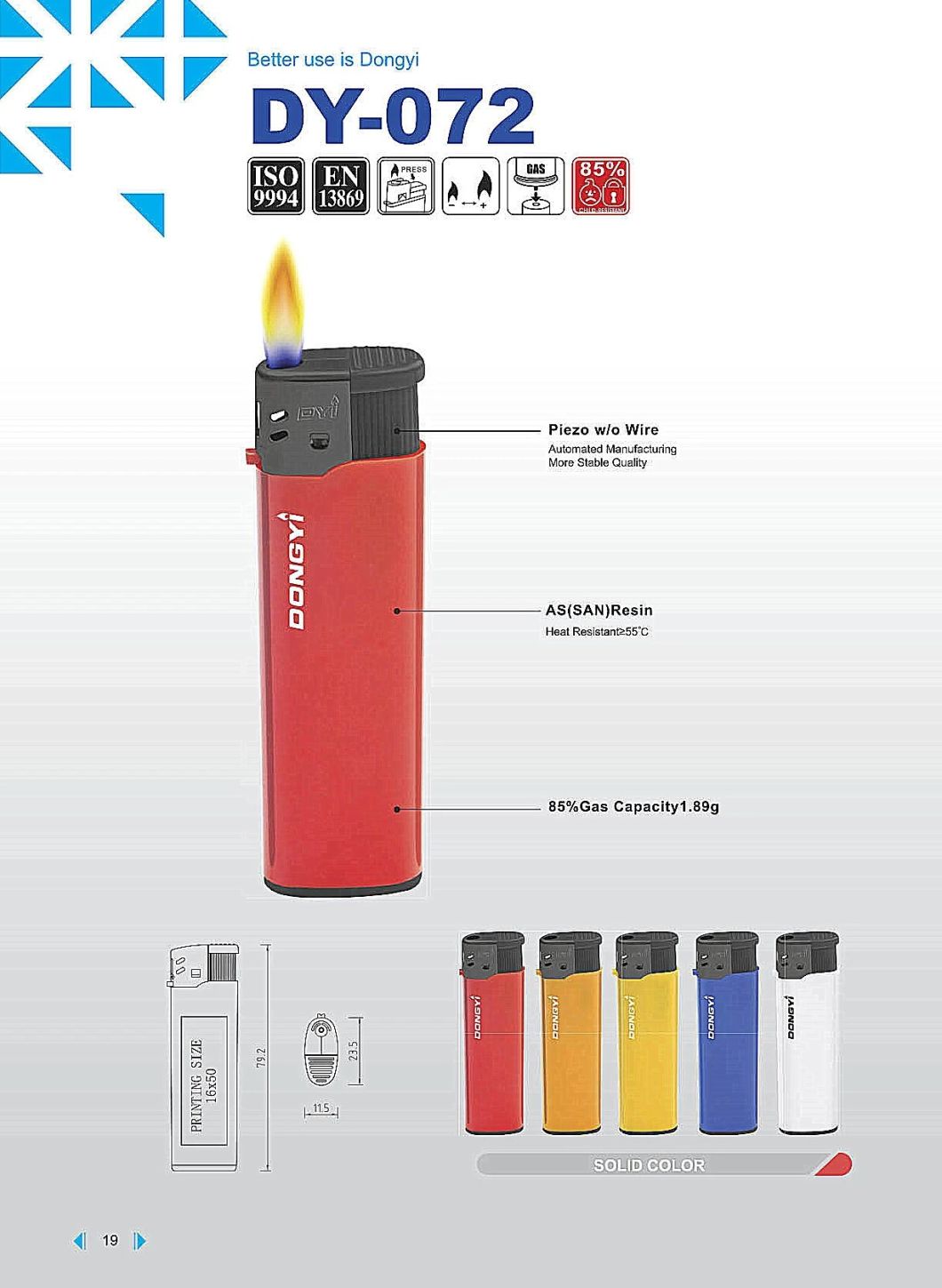 Hot Sale High Quality Dy-072 Type Disposable Plastic Electric Lighter