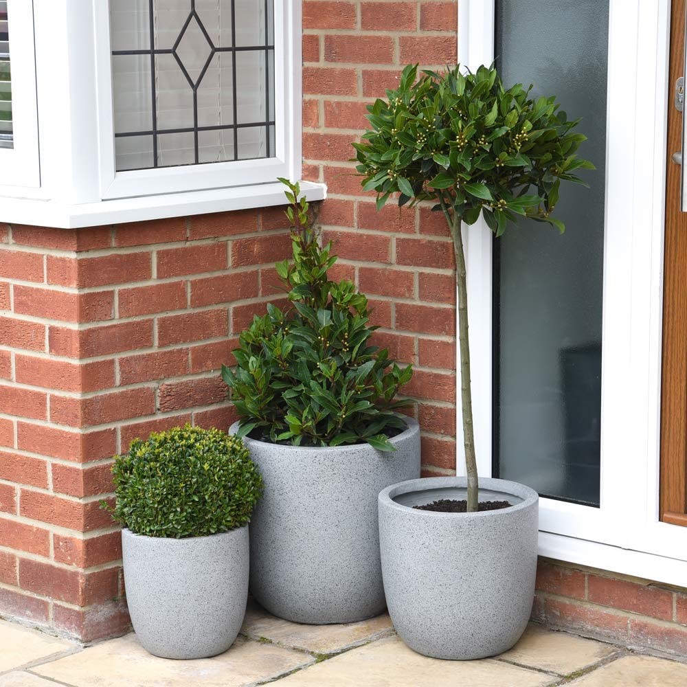 Frost Resistant Patio Fiber Clay Planters Round Shape