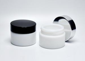 Quality 1OZ 30ml Opal Glass Cosmetic Jars, Cylinderic White Glass Face Cream Jar Packaging, Primary Medical Skincare Jars wholesale