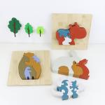 Customize Silicone Puzzle , 3D Infant Jigsaw Puzzles With Wooden Bamboo Base