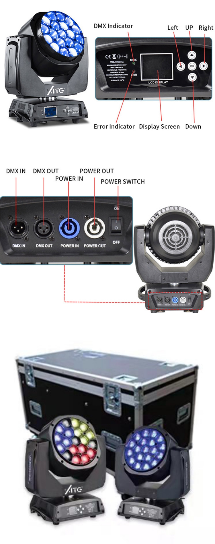 19x15W Bee Eye Spectacle Moving Head Light RGBW LED Showstopper for Event Decorations