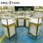 Modern Golden Glass Stainless Steel Luxury Round Jewelry Showcase Combination Of