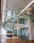 Modern LED Curved Steel Stairs Customized Luxury Powder Coat SUS304