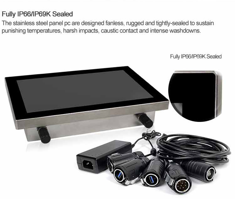 SUS304 IP69K Waterproof HMI Panel PC 12" 1280x800 Stainless Steel Panel Pc