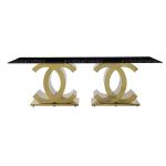 Golden Base 40mm Stainless Steel Dining Table 8 Seater Marble Dining Table