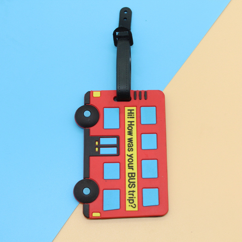 Cartoon Silicone Travel Luggage Tag with Belt Strap Food Grade and Style Card Holder