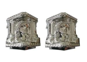 Quality American Style Coffin Fittings ABS / PP Casket Corner With Silver - Plate TX - Christ B# wholesale