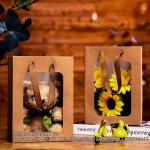 Kraft Paper Bags With Handles Transparent Flower Bouquet Bags For Present Bridal