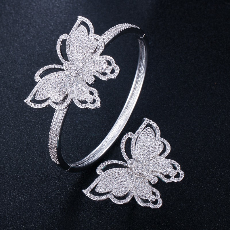 Fashion Cubic Zirconia Butterfly Bracelet Bangle AAA Cz Butterfly Bangle Cuff Bracelets & For Women Butterfly Jewelry