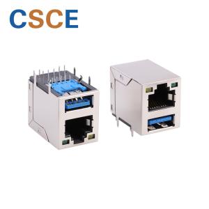 Quality 8P8C RJ45 To USB Connector USB 3.0 10 / 100 Base - T With Green / Yellow LED wholesale