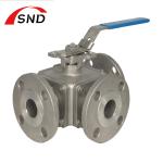 3-Way Carbon Steel Flange Ball Valve For Industrial Port Size 1/8" 1/4" 3/8"