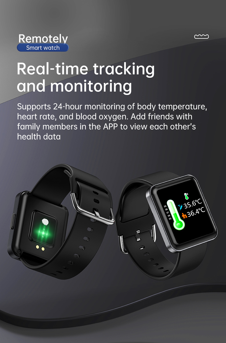 HD 1.7-Inch Large Screen 180 Ma, Body Temperature, Heart Rate, Blood Pressure, Blood Oxygen Monitoring Q333 Smart Watch