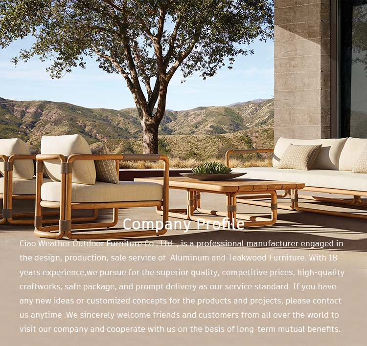 Leisure Facilities Wooden Furniture for Relaxing Courtyard Patio Outdoor Teak Wood Garden Sofa Set