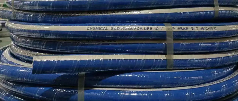 Yellow Chemical Hose Reel XLPE Chemical Transfer Hose 2 Inch 3 Inch 200Ft