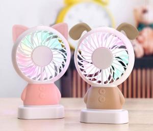 Quality LED handy chargeable mini electric fan, cute cartoon handy mini stand electric fan, portable mini stand electric fan wholesale