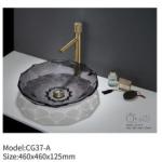 Circular Bathroom Glass Sink Polished Above Counter Multi Layer Coating