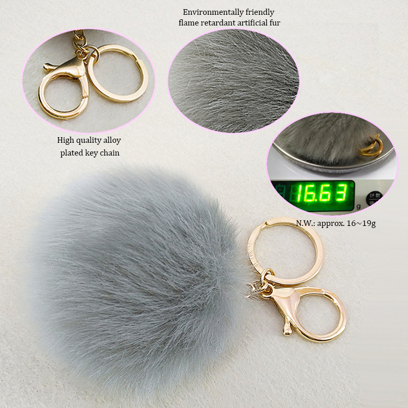 Handbag Pom Pom Fluffy Keyring , Faux Fur 120mm Unique Keychains For Women