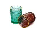 Embossed 340ml Vintage Crystal Highball Glasses Apple Green, Solid colored