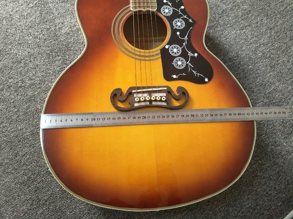 Factory Custom G200 Acoustic Guitar 43 inches Sunburst Sitika Solid Spruce Maple Acoustic Guitar Back / Side Tiger Strip